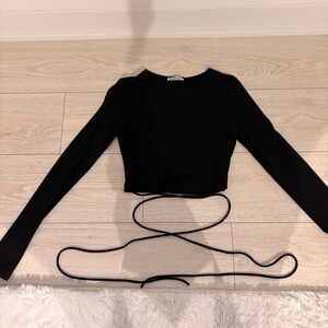 Reformation Black Long Sleeve Crop Top